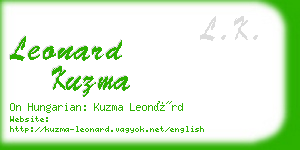 leonard kuzma business card
